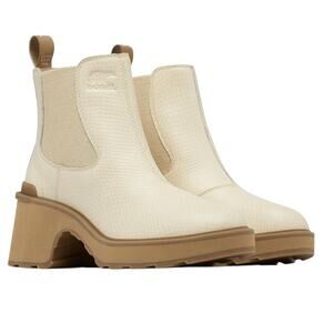 NWT Sorel Waterproof Cream Bleached Ceramic Hi-Line Heel Chelsea Boots- Size 5.5